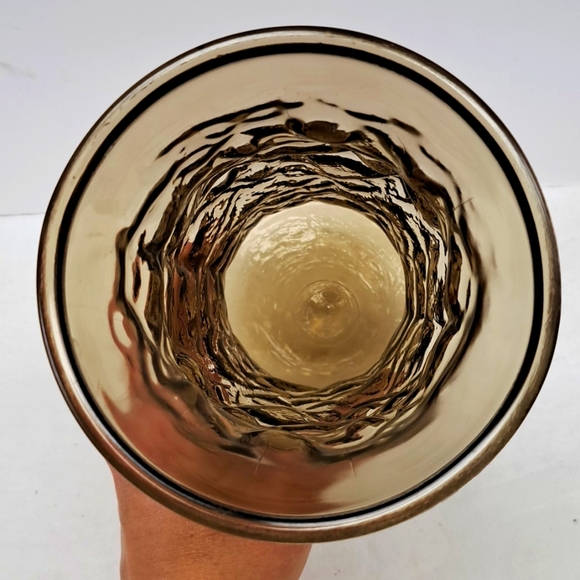 Vintage EO Brody smoked glass crinkle tall 9.5”  vase - Picture 3 of 5